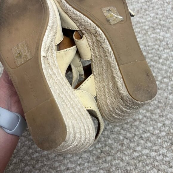 Lucky Brand  Mendona Espadrille Wedge Sandal heels size 7 cream tan - Picture 4 of 13